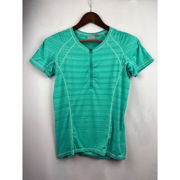 Women’s Athleta Medium Teal Short Sleeve Athletic Shirt with Back Pocket - Picture 1 of 7
